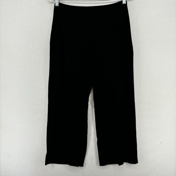 EILEEN FISHER Pants XS Washable Stretch Crepe Straight Leg Trouser Black USA - Picture 2 of 14